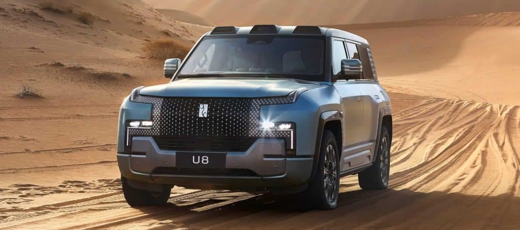 BYD YangWang U8 SUV exterior in the desert